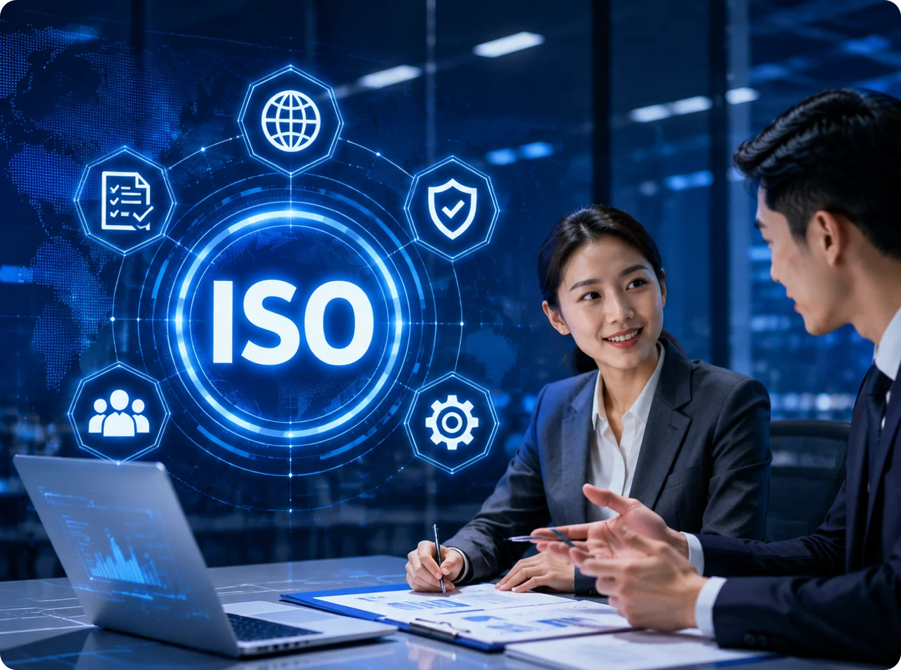 Consultants discussing ISO preparation